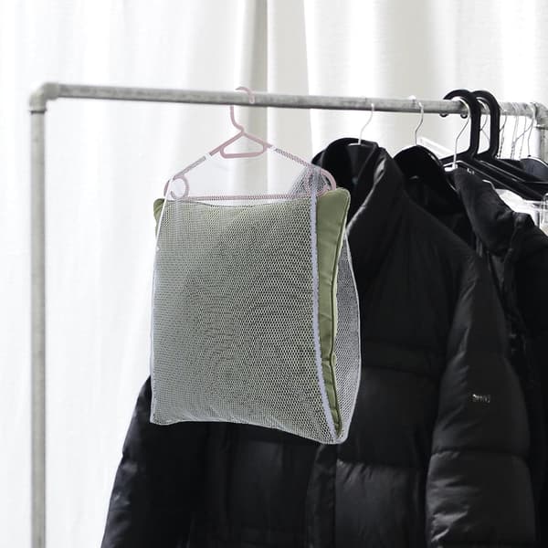 2 stk. pudenetpose, net-tørreposer, polyester, lufttørring, vindtæt, hvid, vasketøjsopbevaring indendørs efter vask
