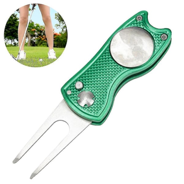 Metal foldbart Golf Divot Tool Magnetisk (grøn)