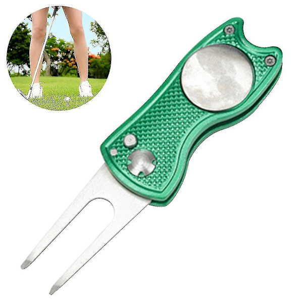 Metallvikbar Golf Divot Tool Magnetisk (grön)