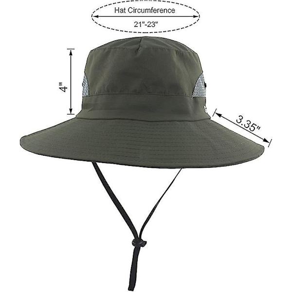 Sommerhatt for kvinner med bred brem, UV-beskyttelse for utendørs, strand, fiske, fotturer Army Green
