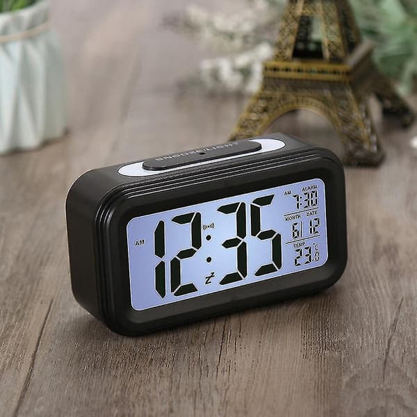 Smart Temperatur Alarmur med LED Display Baggrundsbelysning Kalender-b