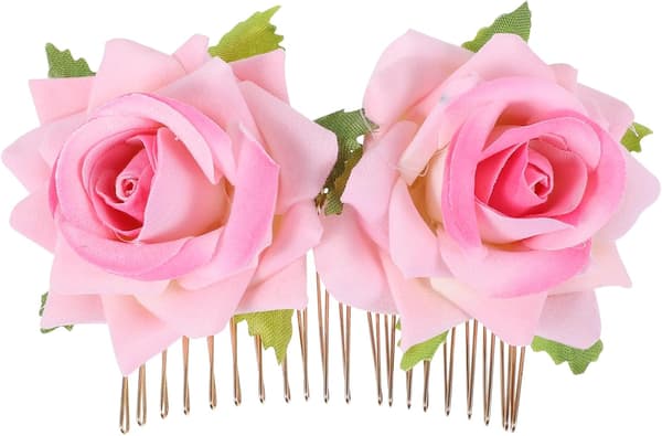 1 stk elegant blomsterbrudekam med doble aksenter, dekorativt bryllupshodeplagg