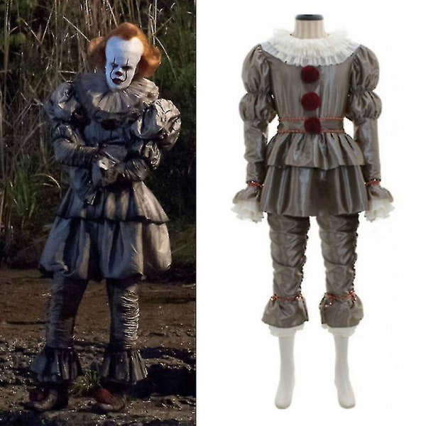 Horror It The Joker Pennywise Performance Costume Set Mænd Creepy Fancy 2XL