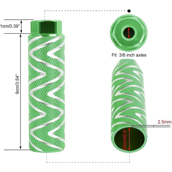3/8 Tommer - 26 Tenner Aluminium Sykkel Pigger Bakseter Stativ Pakke Med 2 Grønn