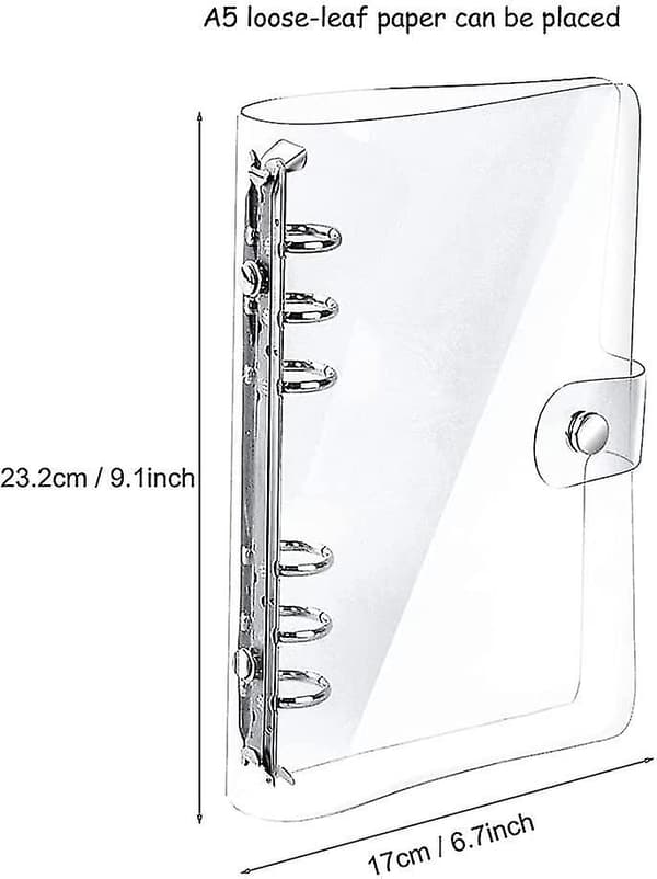 2 stk. A5 Binder Cover, A5 Ringbind Cover, Transparent Ringbind Mappe, 6 Huller