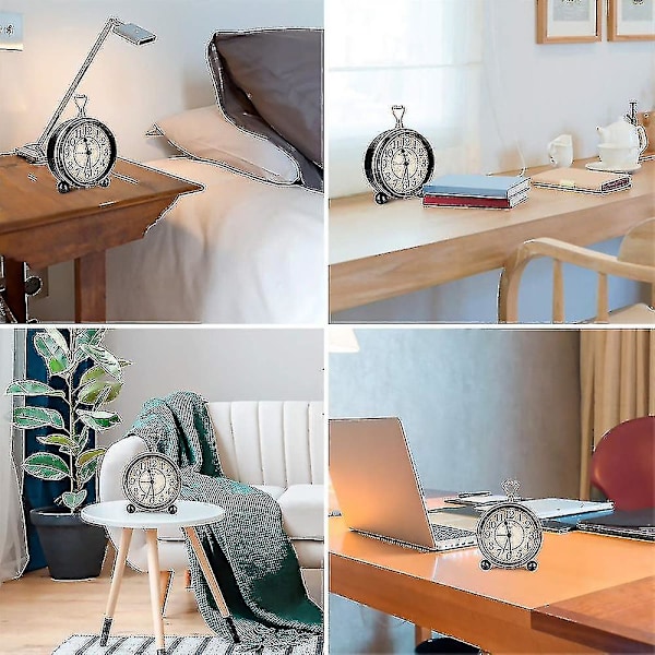 Klassinen Retro-herätyskello Sänkyyn Paristoilla Toimivan Pöytäkello Metalli Hiljainen