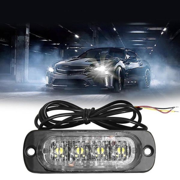 4 LED Bil Lastebil Strobe Blinklys Side Advarsel Forsiktighetslampe