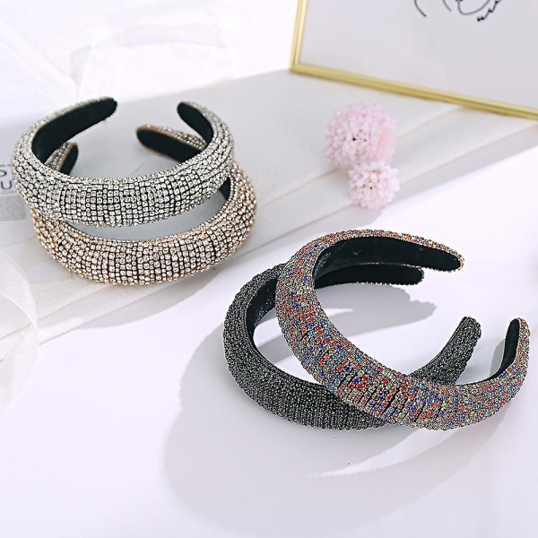 Rhinestone Crystal Diamond pannebånd for kvinner Fasjonable håndlagde brede hårbøyler (1 stk, hvit)