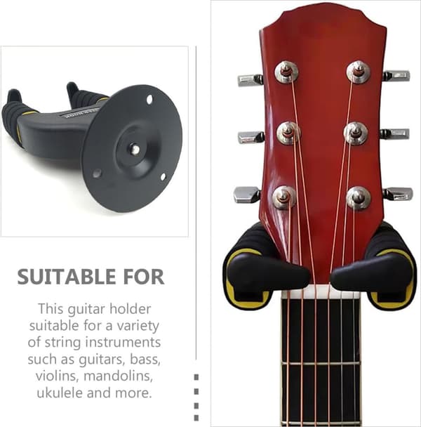 Gitarrhängare Väggfäste Automatisk Hållare Metall och Plast med Svamp Skyddar Gitarr