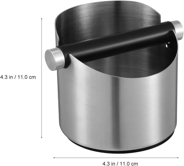Kaffebankeboks Kaffepulver Dump Bin Rustfritt Stål Sklisikker med Rengjøringsbørste
