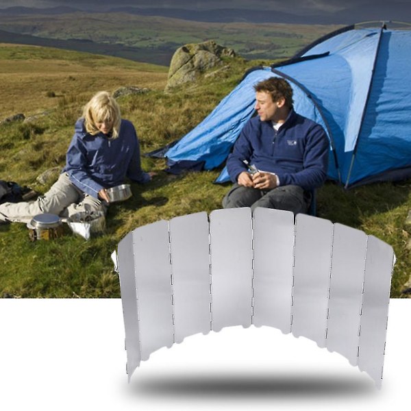 Folding Aluminium Camping Kokeovn Vindskjerm 8 deler