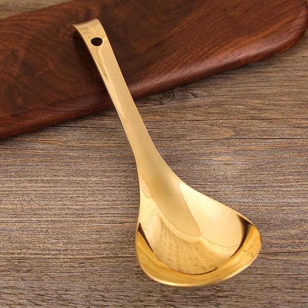 Risskje i messing med langt håndtak, solid non-stick risskje for husholdningsbruk