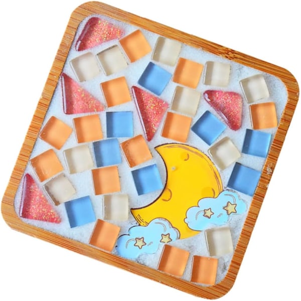 DIY Mosaikunderlägg Kit Fyrkantigt Handgjort Hantverksmaterial Set för Pojkar och Flickor Vuxna