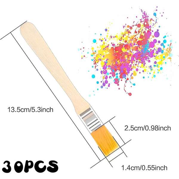 30 stk Chip Malerbørster Sett 11mm Bredt Trehåndtak