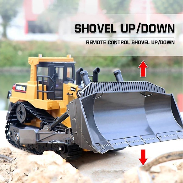 1:16 RC Lastbil Tung Bulldozer Caterpillar Engineering Styrd Bil Leksaker För Pojkar | RC Lastbilar (Khaki)
