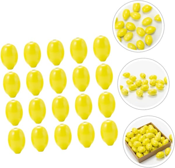 20 st citron träpärlor DIY smyckespärlor dekor med jutesnöre