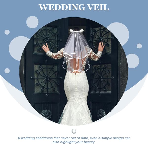 Brudeslør Gasbind Materiale Elegant med Imitert Blomsterdesign Hvit