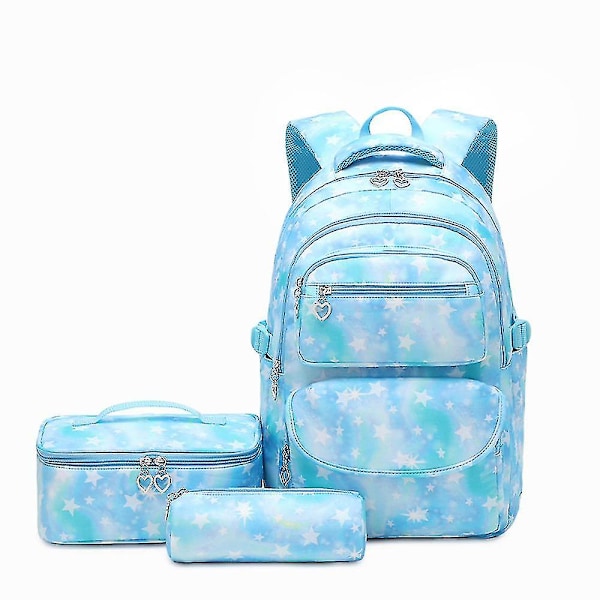 Vattentät Skolryggsäck Set Blue