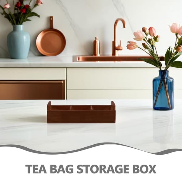 Tekanne Organizer Box Kaffe Te Organizer Stor Kapasitet Tre Oppbevaringsboks