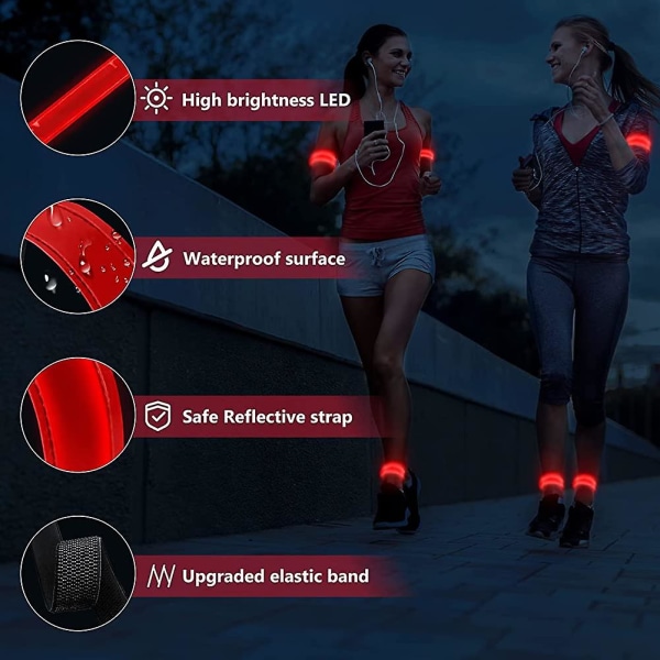 2 stk oppladbart led armbånd. Led Running Armbånd. Regulerbar