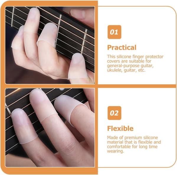 Silikon gitarr fingerskydd för gitarr- och banjospelare, bekväma och flexibla fingerspetsar