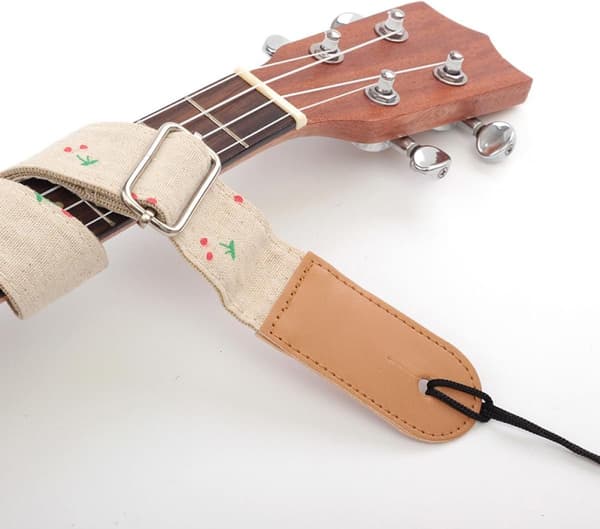 Justerbart elektrisk gitarbelte i solid bomullslin og lærmateriale, stilig gitar skulderstropp