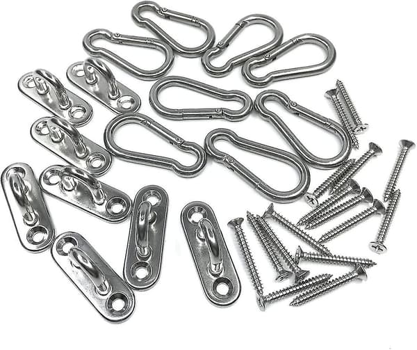 8 stk. Rustfrit Stål 1,8 tommer Pad Eye Plade U-kroge + 8 stk. Rustfrit Stål Snap Hook