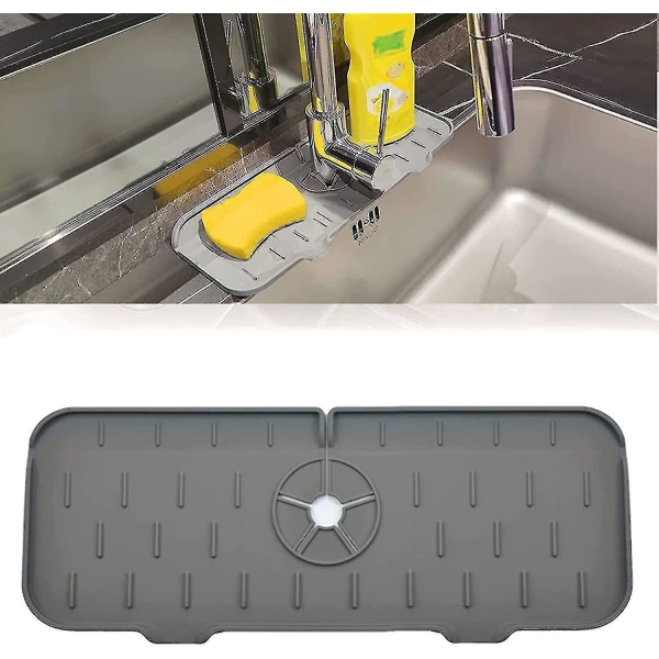 Silikon Armaturmatte For Kjøkkenvask, Kjøkken Armatur sprutbeskyttelse Med avløpstut