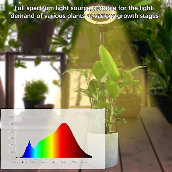 Høydejusterbar Timer Innendørs Planter USB LED Lys