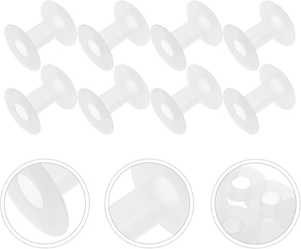 10 st små trådrullar i plast för sömnad och broderi