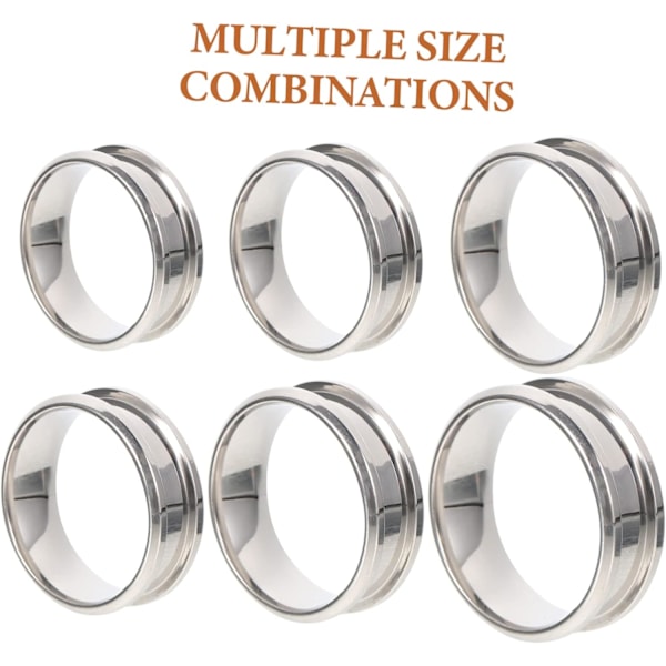 18 stk. Rillede Simple Fingerringe Rustfrit Stål Smykker Ring Emner Moderne Stabling