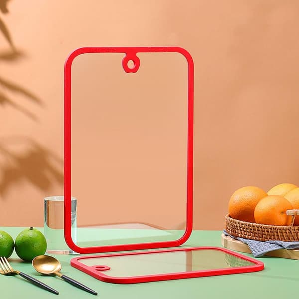 Skärbräda i härdat glas Rektangulär Skärbräda Halkfri Design Anti-sprickbildning Rött Kök