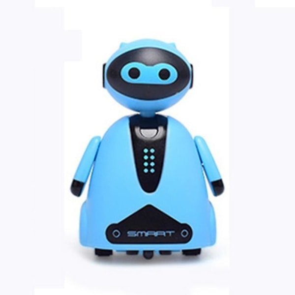 Induktiv Elektrisk Robot med LED-ljus, Spårfordon för Barn | RC-Robot (Blå)