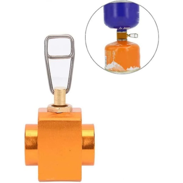 Gasskomfyr Adapter for Utendørs Camping Gasspåfylling Adapter Gassbesparende Skifter Påfyllingsadapter Gass Campingkomfyr Sylinder (gul) (1 stk)