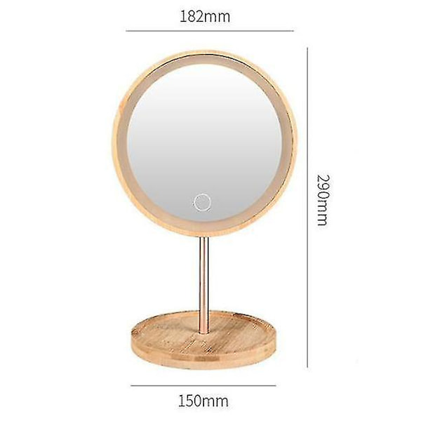 Aftageligt Træ LED Makeup Spejl USB Opladning