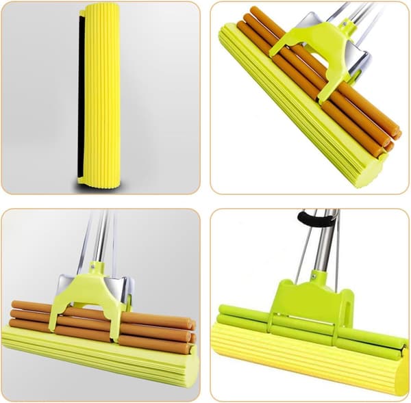 2 stk. universell svampmopphodeerstatning, 38 cm gul rullesvamprefill for flisegulv