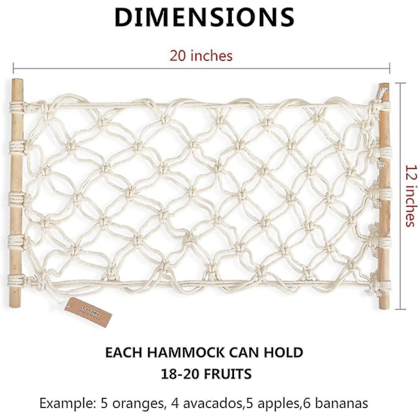 Hängande Frukthamnäck för Kök Under Skåp Macrame Fruktkorg