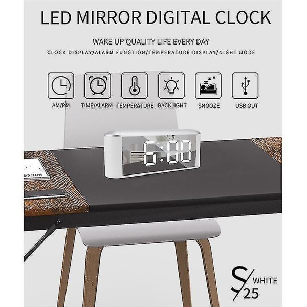 Väckarklocka för sovrum, digital klockdisplay, 3 ljusstyrkenivåer, för hemsovrumsdekoration - blå skal blå ord - yuhao