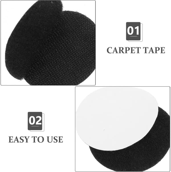 20 par selvklebende borrelåsprikker svart nylon og polyester multifunksjonell