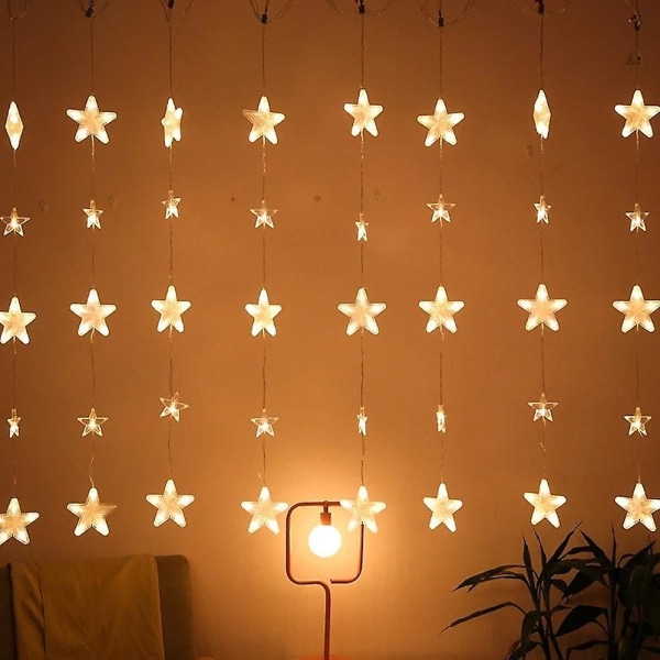Julstjärna Gardin Sträng Ljus Fairy Lights Dekoration