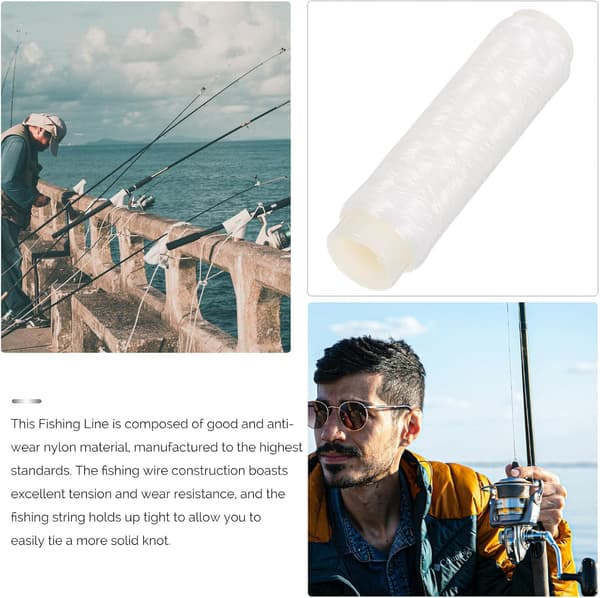 Fiskesnøre Nylon Elastisk Tråd 3 Ruller Hvit Anti-skli Solid Slitesterk Profesjonell Fiskesnor