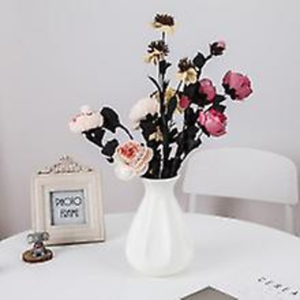 Lantlig Blomvas Blomkruka Dekorativ Vas Prydnader, vit