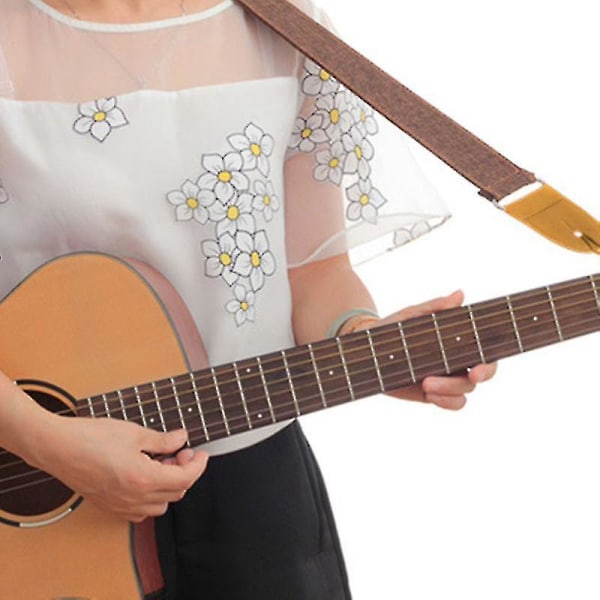 Gitarrrem i bomull och linne, dubbellagers förstärkt läder, elektrisk gitarr, kors (1 st, brun)