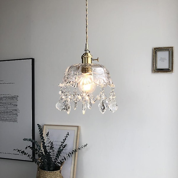 20cm Liten Mässing Glas Chandelier E27 Utan Glödlampa