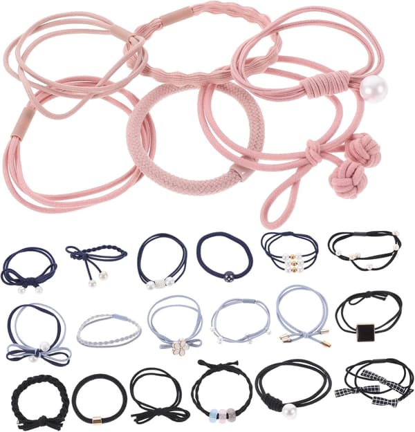 24 st elastiska hårband Hårrep Elastiska för kvinnor och flickor Hästsvanshållare Stylingtillbehör för tunt hår