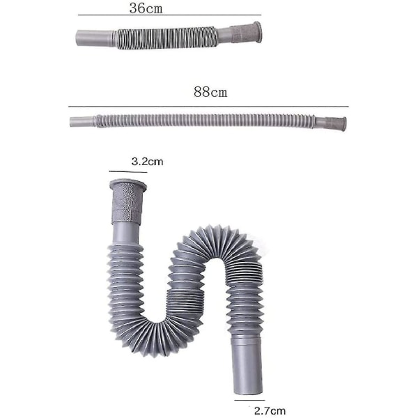 Universal Vaskeskum Sink Afløb Rør, 1-1/4 Tommer Installationsdiameter Plast Fleksibel Og Udvidbar