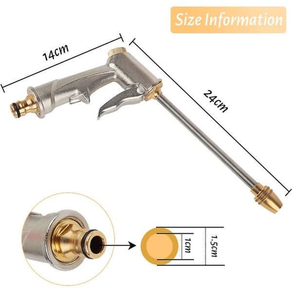 Haveslange Sprøjtepistol Slange Spraypistol Metal, Slangerør Spraypistol Højtryk, Sprøjtemønstre Metal Vandpistol Have Til Bilvask Rengøring, Have L