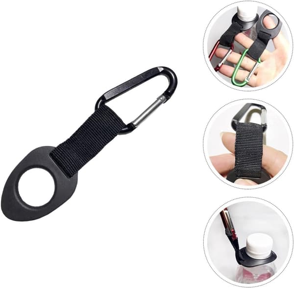 5 stk. silikonflaskespenner med D-ring i aluminiumslegering, karabinkroker, nylonstropp, multifunksjonell flaske