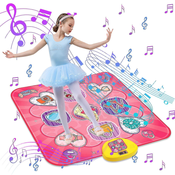 Tanssimatto, lasten musikaalit tanssivat lattiamatot led-valoilla 5 pelitilaa, elektroninen tanssityyny Lelu Syntymäpäivälahjat 3 4 5 6 7 8 9 ikäisille B-vuotiaille Pink