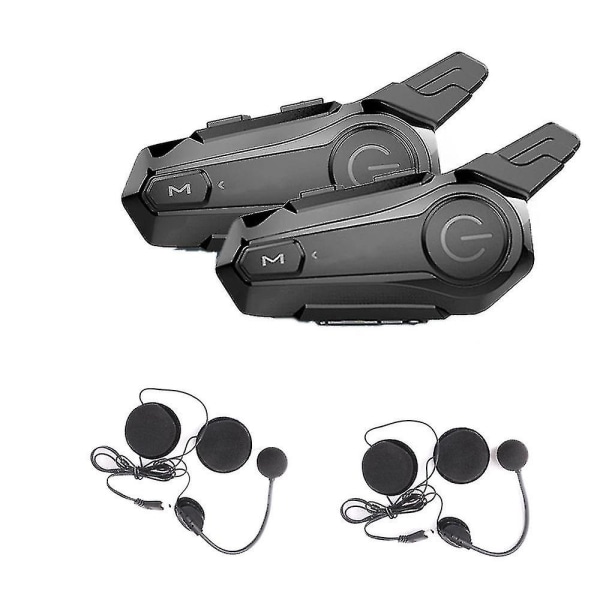 2 stk Bluetooth Intercom Motorcykel Halvhjelm Bluetooth Headset til 2 Intercomunicador Trådløs He